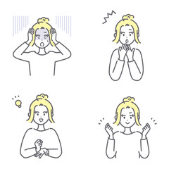 若い女性の色々なポーズのイラストセット