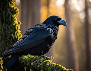 Raven on a fence. Created with Generative Ai technology.
