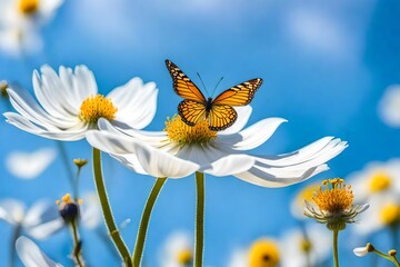 Yellow butterfly on a flower. . AI-Generated