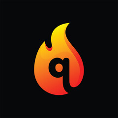 fire logo icon with letter Q sign