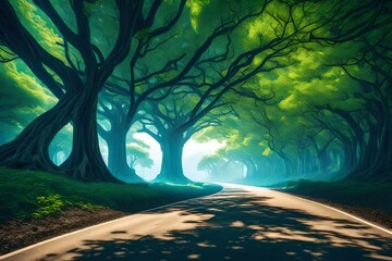 road in the woods. AI-Generated