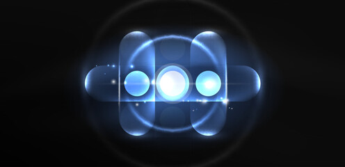 Abstract glowing neon light techno circles background