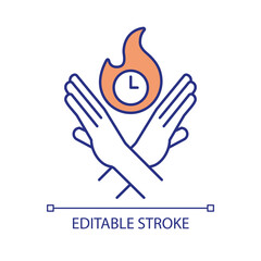 Prevent burnout RGB color icon. Stop procrastinating. Time management. Deadline extension. Work life balance. Self care. Isolated vector illustration. Simple filled line drawing. Editable stroke