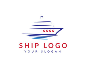 Minimal Line Ship Logo Design