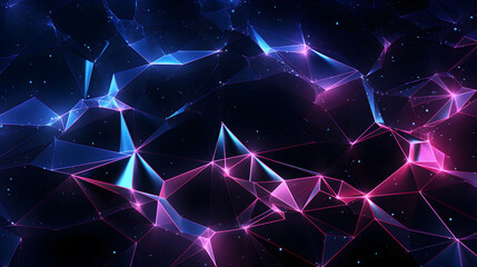 Obraz premium Abstract polygonal space low poly dark background with connecting dots and lines. Generative AI
