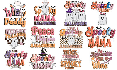 Halloween Retro T-Shirt Design Bundle