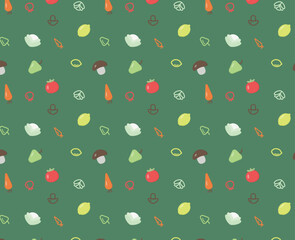 a pattern of linear, flat vegetables and fruits for design, web, social networks, postcards, textiles, books, coloring books, clothes, backgrounds, wallpapers