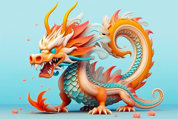 Colorful Chinese dragon in fantasy shape. 