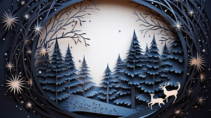 Nature background paper cut and craft style, romantic scenery , copy space, used for greeting card