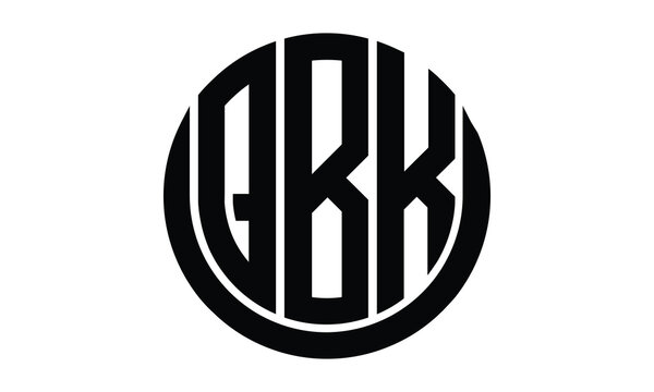QBK shield in circle logo design vector template. lettermrk, wordmark, monogram symbol on white background.	