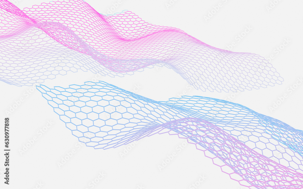Poster abstract hexagonal grid background, 3d rendering.