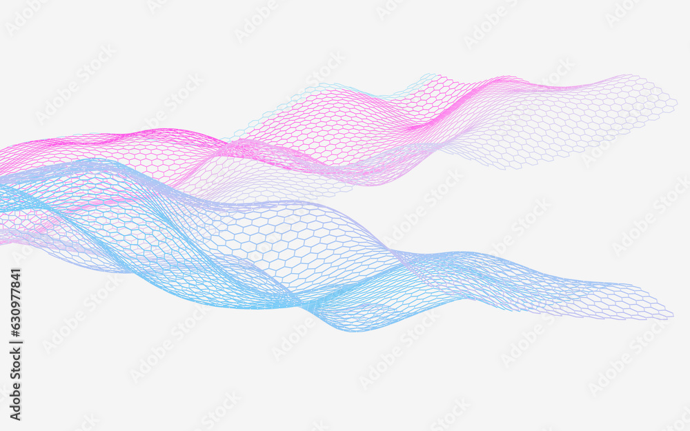 Poster abstract hexagonal grid background, 3d rendering.