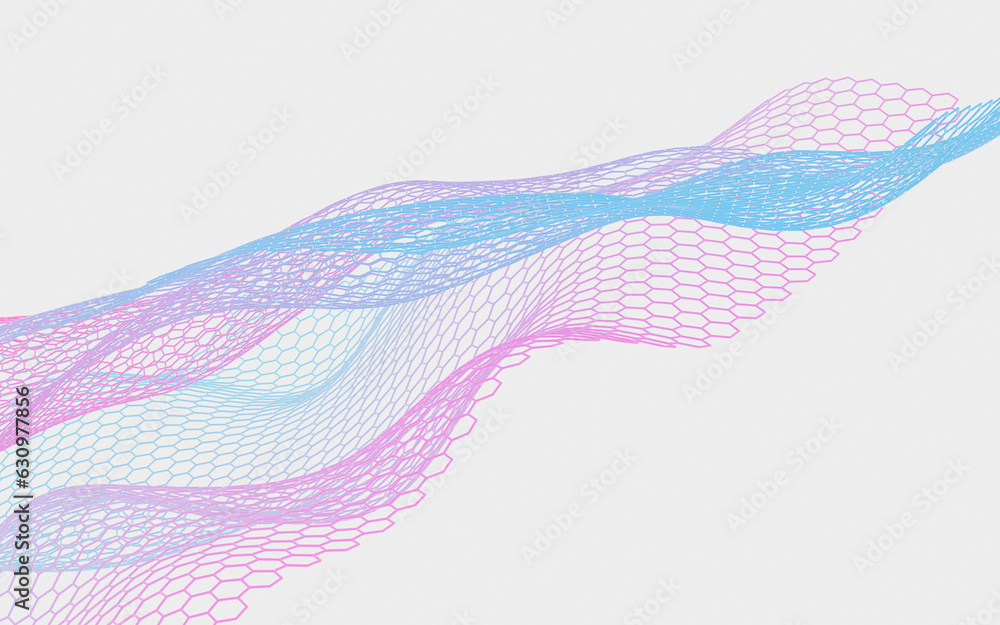 Poster abstract hexagonal grid background, 3d rendering.