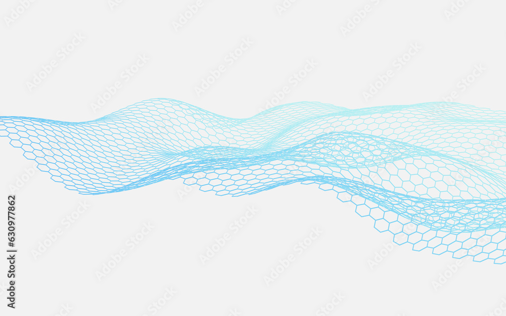 Poster abstract hexagonal grid background, 3d rendering.