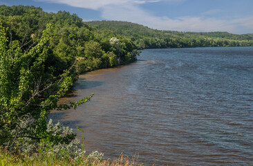 View of the Dnieper River from a high bank.