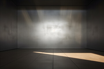 empty wall room with shadow and light from windows, in the style of minimalist background, modern interior concept, AI generate