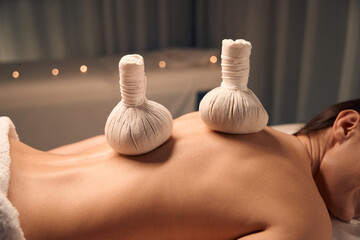 Beauty clinic female patient undergoing hot compress therapy