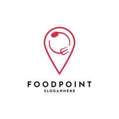 Food point logo design creative idea with spoon and fork symbol