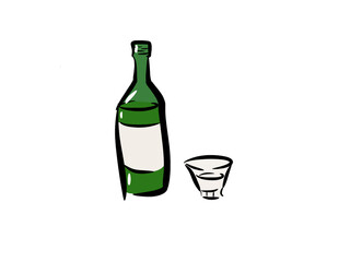 soju bottle and glass