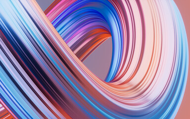 Abstract gradient curve background, 3d rendering.