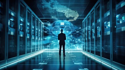 Fototapeta premium Cloud-based infrastructure provision, including virtual machines, storage, and networking