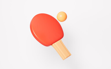 Cartoon table tennis in the white background, 3d rendering.