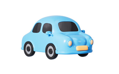 Cartoon car with white background, model car, 3d rendering.