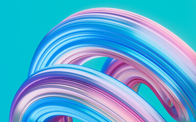 Abstract gradient curve background, 3d rendering.