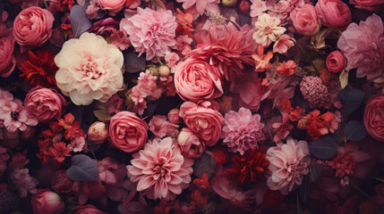 Beautiful floral background for greeting or postcard. Retro style. 