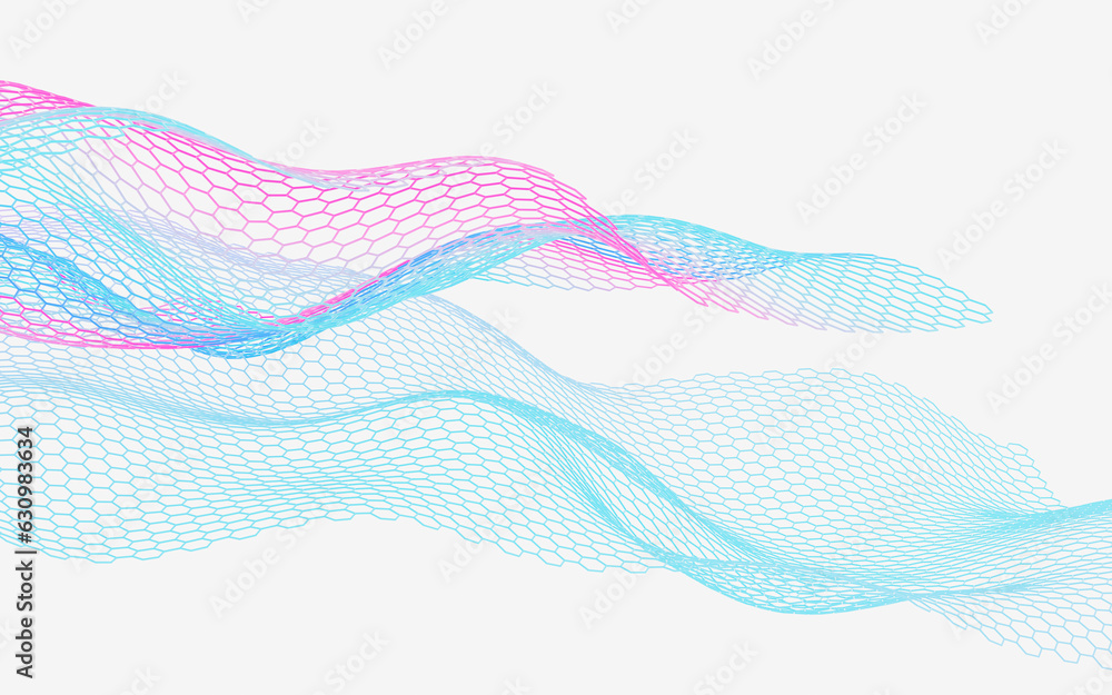 Poster abstract hexagonal grid background, 3d rendering.