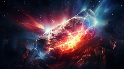 Fototapeta na wymiar Space abstract background burning comet flash laser