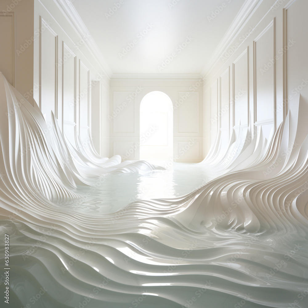 Poster interior design with abstract white curve lines, luxury texture with smooth and clean subtle
