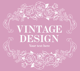 アンティークなお花の装飾フレーム。ベクター素材。
