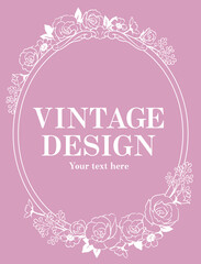 アンティークなお花の装飾フレーム。ベクター素材。