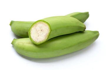 Raw banana isolated on white background.