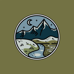 Badge explore nature wildlife for adventure graphic illustration vector art t-shirt design