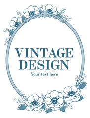 アンティークなお花の装飾フレーム。ベクター素材。