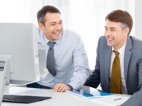 two people working together at office 