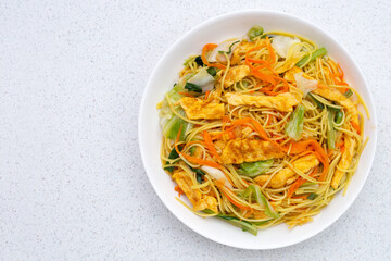 Chinese-styled fried noodle. Asian cuisine