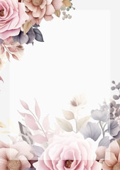 beautiful vector hand drawn pink roses wedding invitation card set