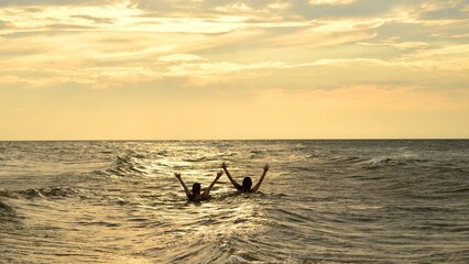 sunset on the  Baltic beach