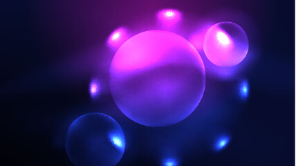 Circles with bright neon shiny light effects, abstract background wallpaper design