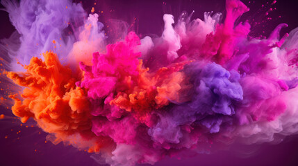 Fototapeta na wymiar Holi paint splash, pink, purle, red, orange color. Abstract colorful background. 