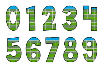 Handcrafted Sports Fields Number. Color Creative Art Typographic Design