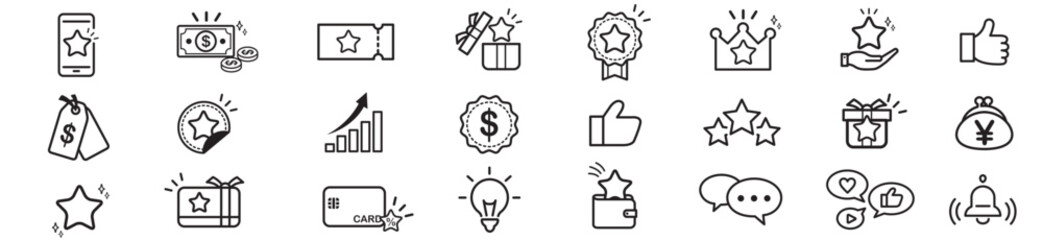 Loyalty Program & SNS marketing vector icons set