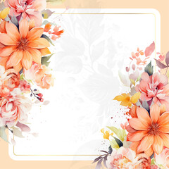 Colorful modern wedding invitation card with flora and flower
