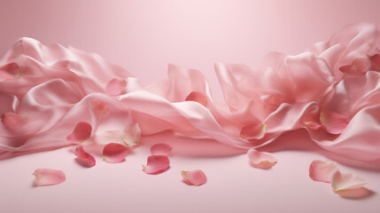 Obraz premium Pink rose petals on pink pale background. 