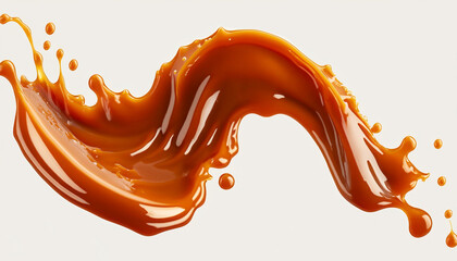 Caramel sauce splash isolated on white background with clipping path - obrazy, fototapety, plakaty
