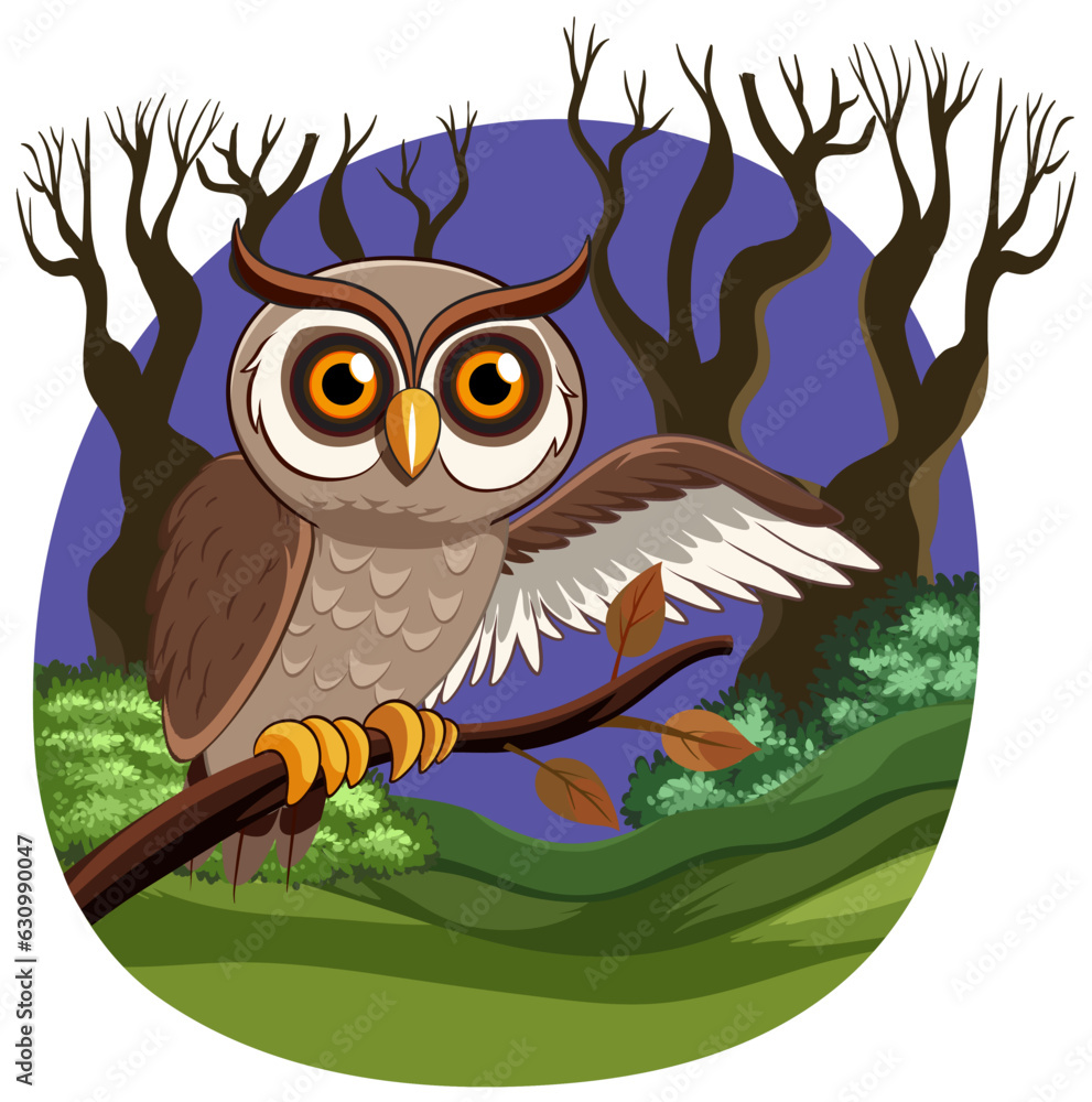 Wall mural Vector Owl at Night