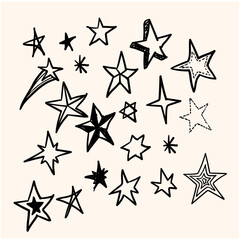 Star Doodles, hand drawn vector illustration.